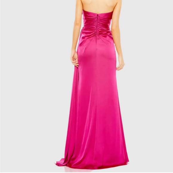 Pink Strapless Embellished Sweetheart Neckline Satin Gown - Picture 4 of 5